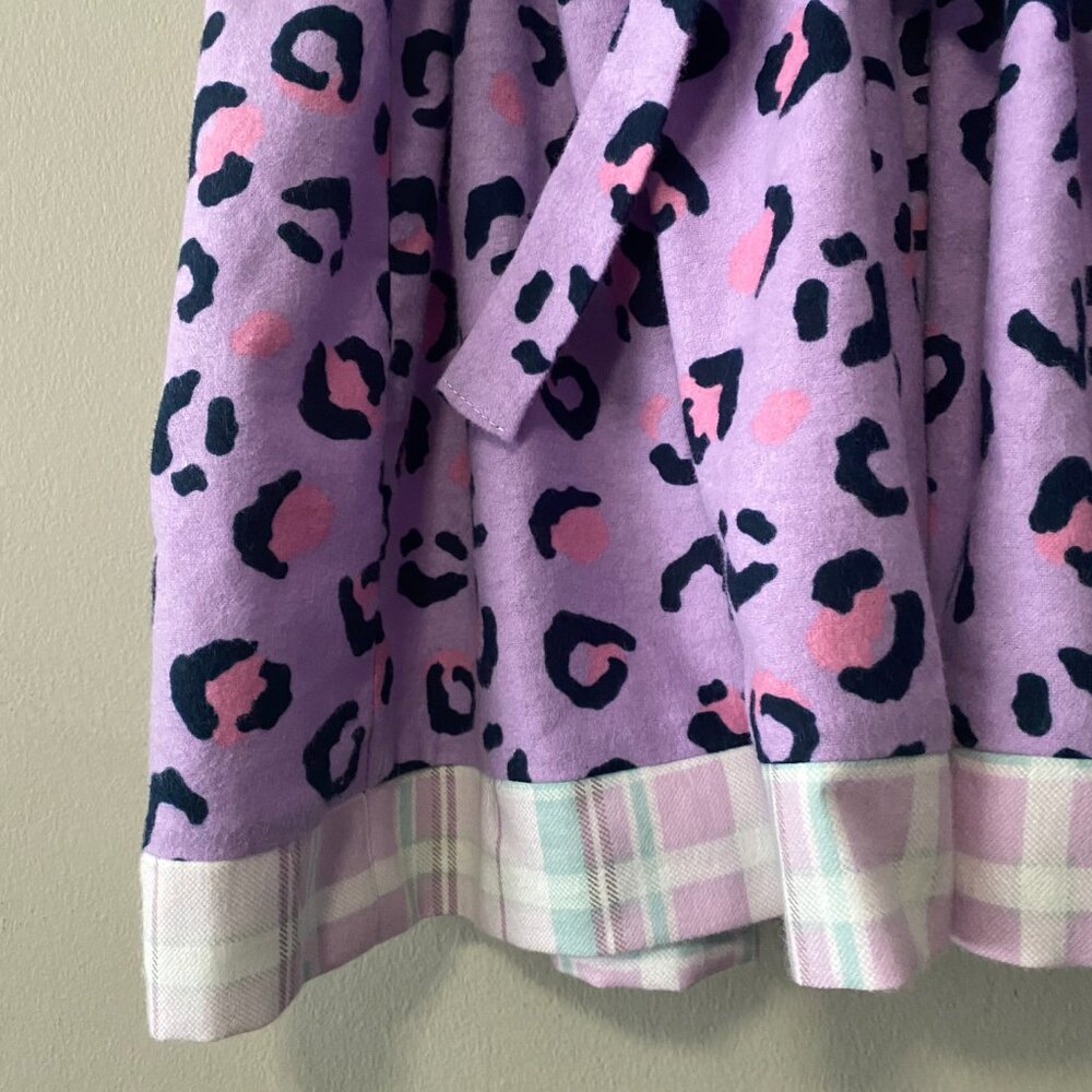 Handmade Children's 100% Cotton Flannelette Purple Pink Leopard Plaid Dress - Picture 13 of 14